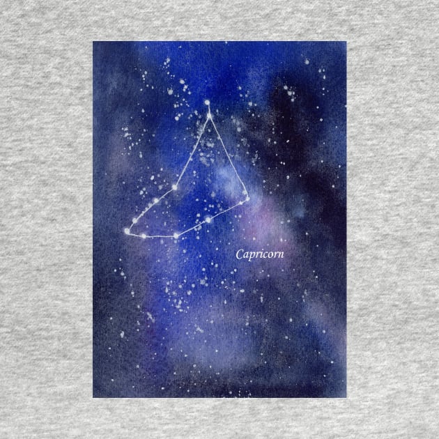 Capricorn Star Constellation with Galaxy Background by Sandraartist